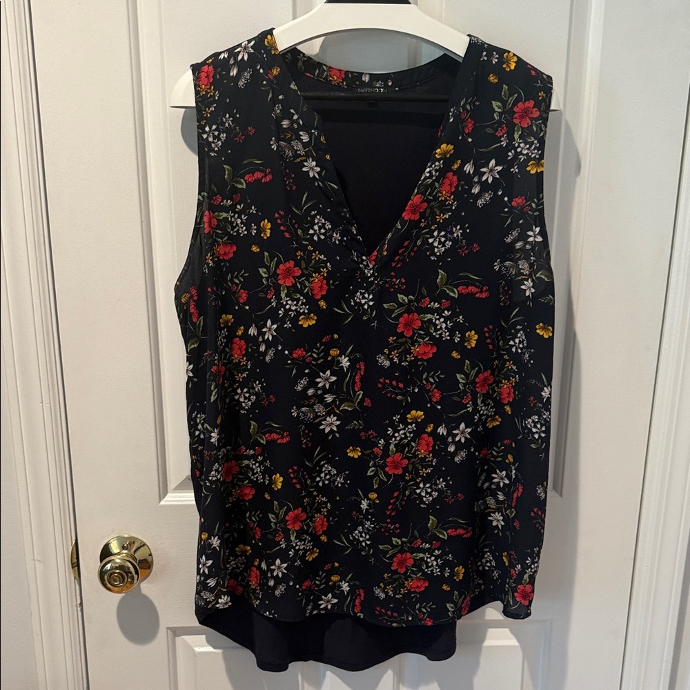 Papermoon Navy Floral V-Neck Blouse 2X